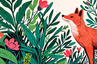 illustrate botanical and animal linocut illustration