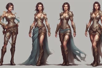 draw fantasy female art character and concept illustration