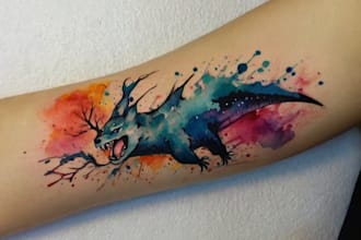 do a custom watercolor tattoo sleeve design
