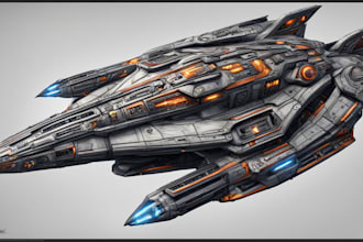 design a spaceship, sci fi illustration and sci fi art