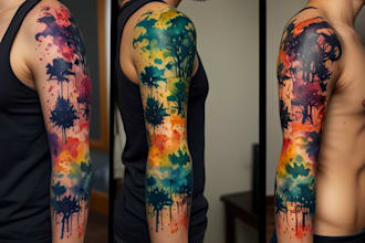 do a custom watercolor tattoo sleeve