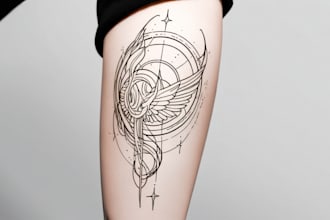 create black and white line art minimalist tattoo design
