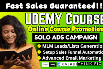 do udemy course promotion with USA youtube video to boost sign up with solo ads