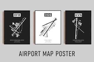 design airport map posters or aviation runway prints