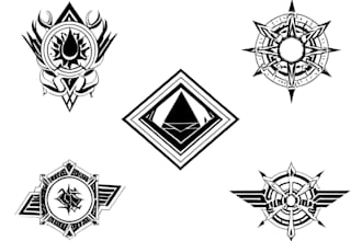 do black and white geometric tattoo, monoline badge logo