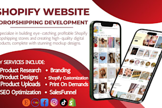 design 8 figure shopify website development, shopify dropshipping store, shopify