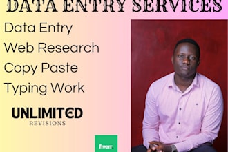 do excel data entry, web research, copy paste, typing, PDF to excel