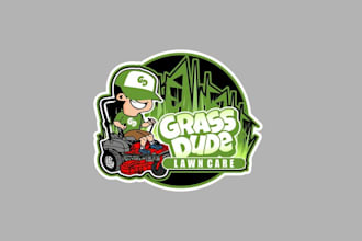 fun edgy lawn care logo design