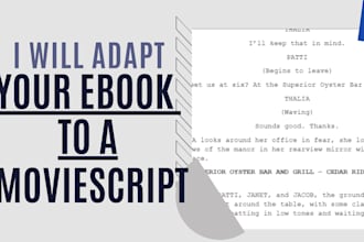 adapt your novel ebook to a professional movie script, screenplay, stageplay