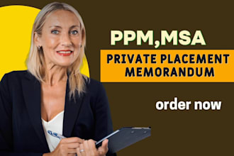 draft ppm, msa, sale purchase agreement for your business