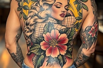 desing a custom  american traditional tattoo for you