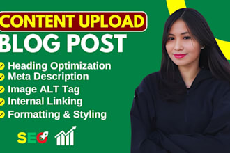 expertly upload content and post blogs on wordpress, shopify, wix, squarespace