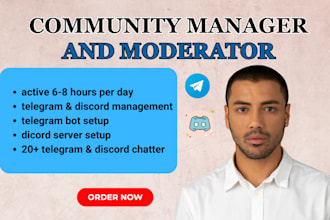 be your telegram discord community mod or community manager