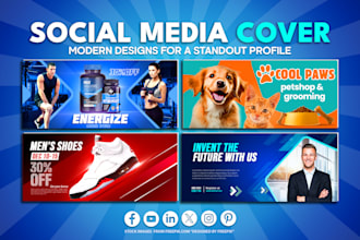 design facebook cover, youtube banner, or any social media banner