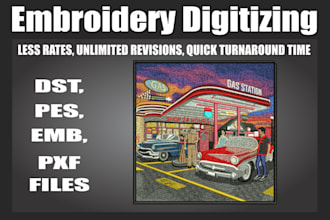do embroidery digitizing design into dst pes pxf files in 1 hour