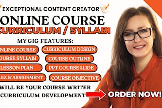 write online course content, online course creation, syllabus, lesson plan, ppt