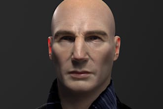 sculpt 2d to 3d realistic 3d head 3d bust up model face likeness for printing