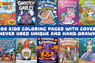 design 100 never used hand drawn unique kids coloring pages with cover