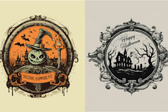 do custom vintage halloween horror logo