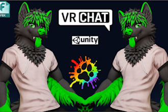 do high quality furry vrc avatar rig and model vrc avatar vrm vroid 3d model