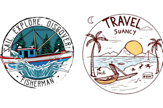 design retro amazing summer travel jetski logo