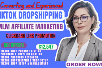amazon tiktok shop dropshiping shopify listing marketing MLM affiliate marketing