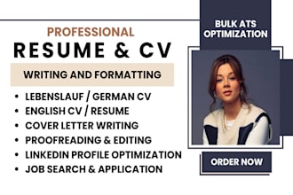 write a standard ats german CV, lebenslauf, resume writing, cover letter