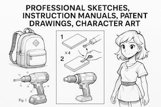 create professional sketches, instruction manuals, patent drawings and character