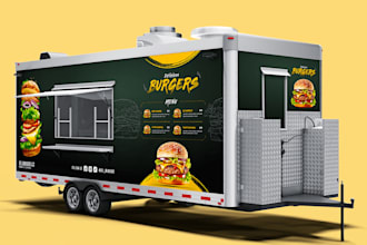 do custom food truck or trailer wrap design for catering