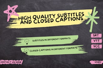 transcribe subtitles, closed caption as srt, scc, vtt file