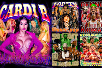 create unique and eye catching 90s vintage bootleg t shirt design