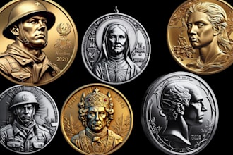 3d bas relief, 3d coin model, medallion pendant 3d coin, cnc for 3d printing
