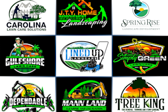 agriculture tree landscape and lawn care logo