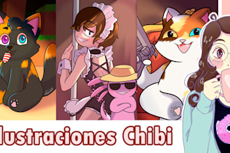 tu foto o personaje en un tierno dibujo chibi o cartoon