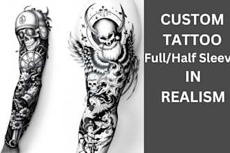 create a custom tattoo design , tattoo sleeve in realism