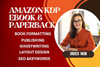 format, write, edit, and upload book, paperback design, ebook on amazon kdp