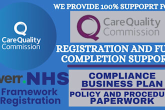 register cqc on cqc application form, write policies and procedure business plan