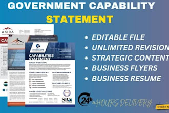 design a eye catchy government capability statement for government contract