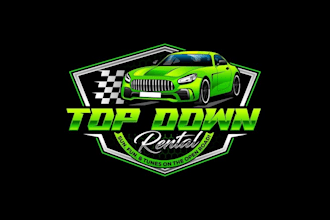 convertible sports car rentals logo design