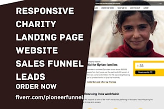 design charity landing page ngo website non profit sales funnel fundraising lead