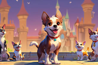 design a custom disney pet portrait illustration for you