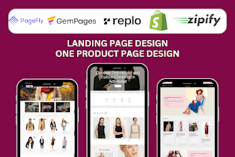 design clone shopify landing page by replo pagefly gempages shogun zipify store