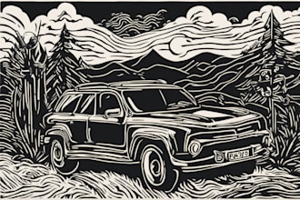 create awesome linocut illustration or linocut imitation