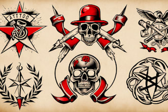 create any design in traditional tattoo or old school style