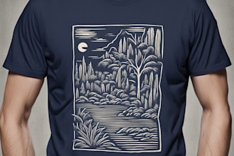make a linocut t shirt design for brands