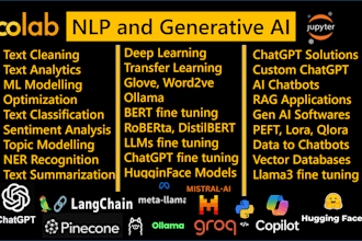 do text analytics, nlp, chatgpt, llama3, generative ai projects using python
