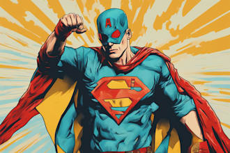 illustrate a superhero pop art portraits