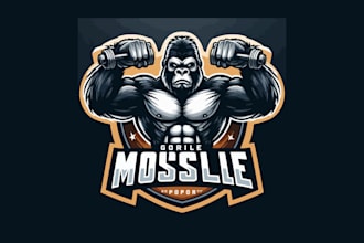 do outstanding gorilla muscle esport mascot logo one day