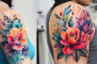 design custom tattoo in watercolor style