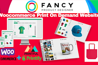 create a woocommerce pod website with fancy product designer